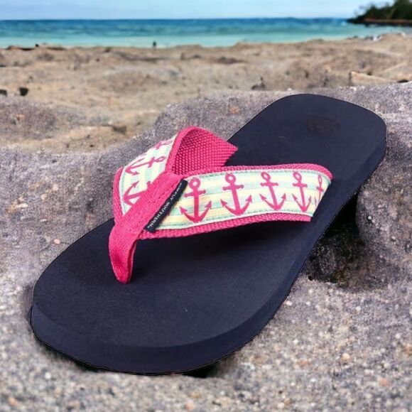 SIMPLY SOUTHERN NWT FLIP FLOP SANDALS STRIPED HARBOR SIZE LARGE 7.5”-8.5” WOMEN - Picture 2 of 6